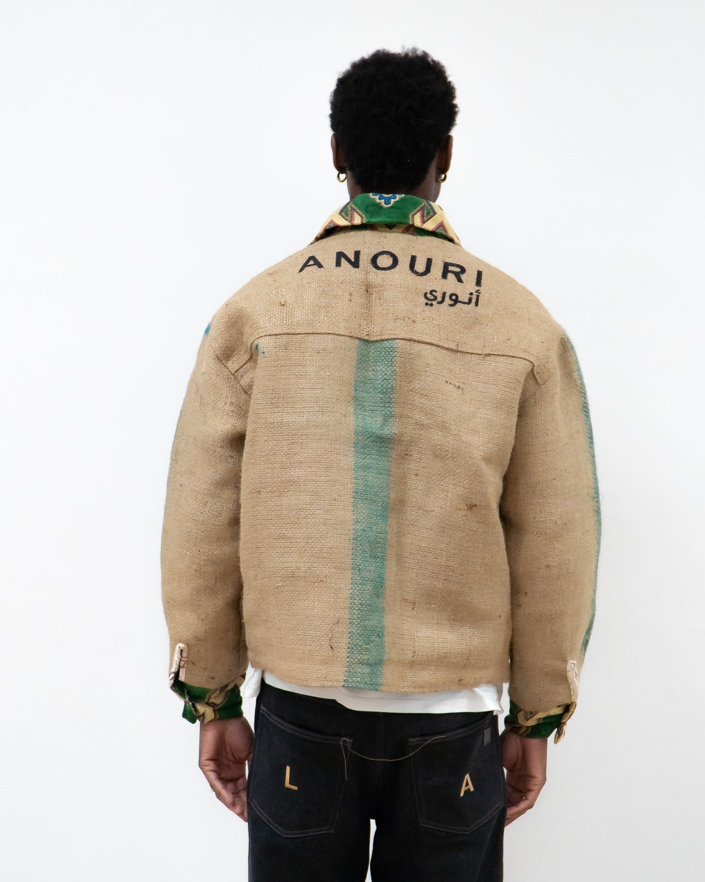 ANOURI - Unisex Oversized Green Burlap Jacket